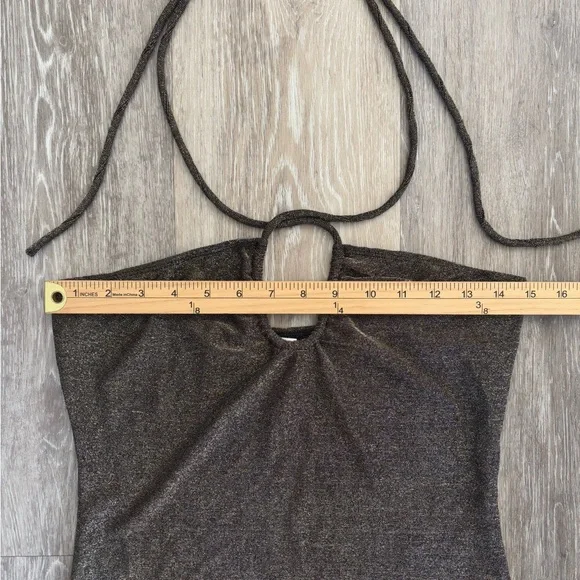 Reformation Anders Metallic Gold Sparkle Halter Top Size M - Picture 7 of 9